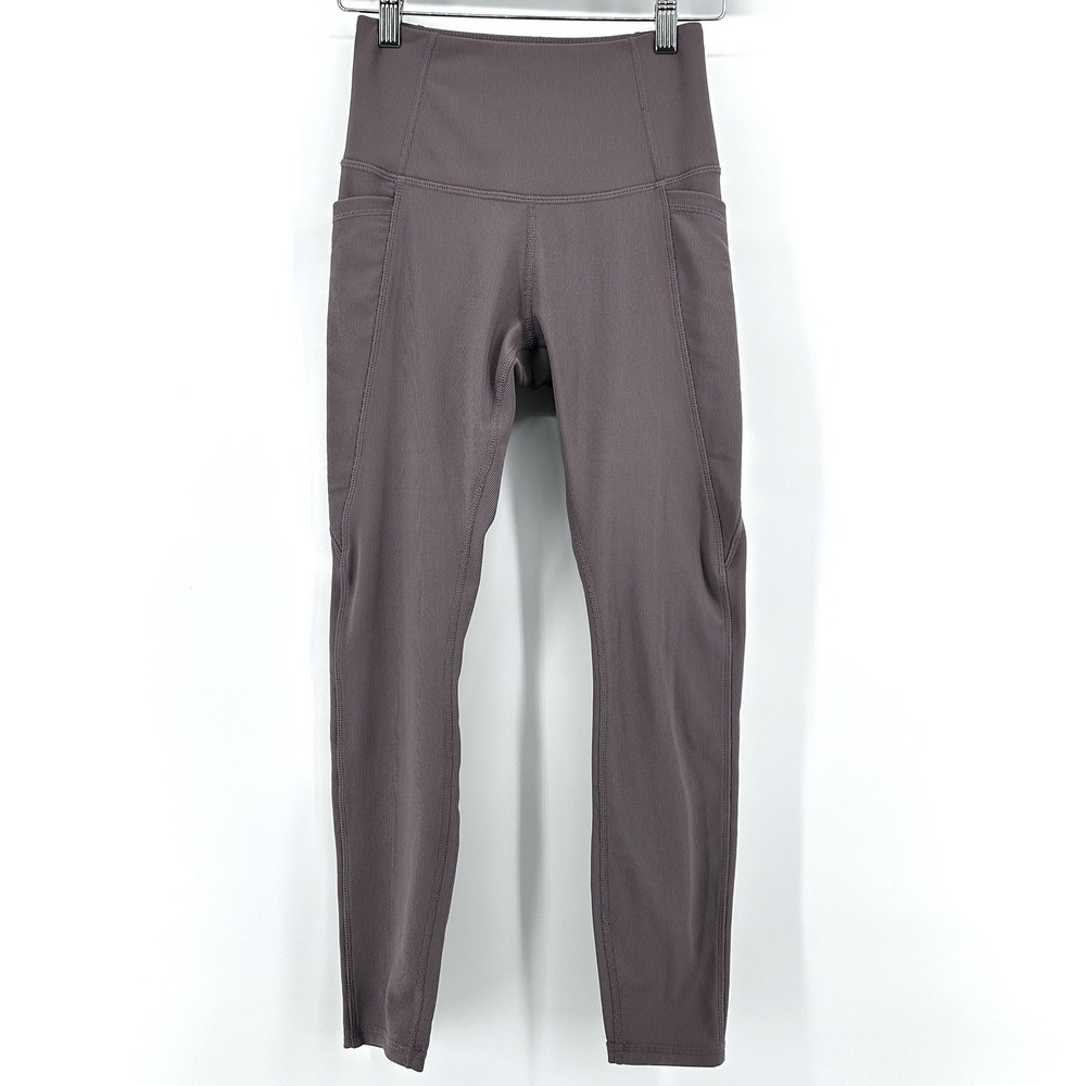 Minimalist Taupe Ribbed High Waisted Leggings Clean Girl Athleisure Pilates Yoga